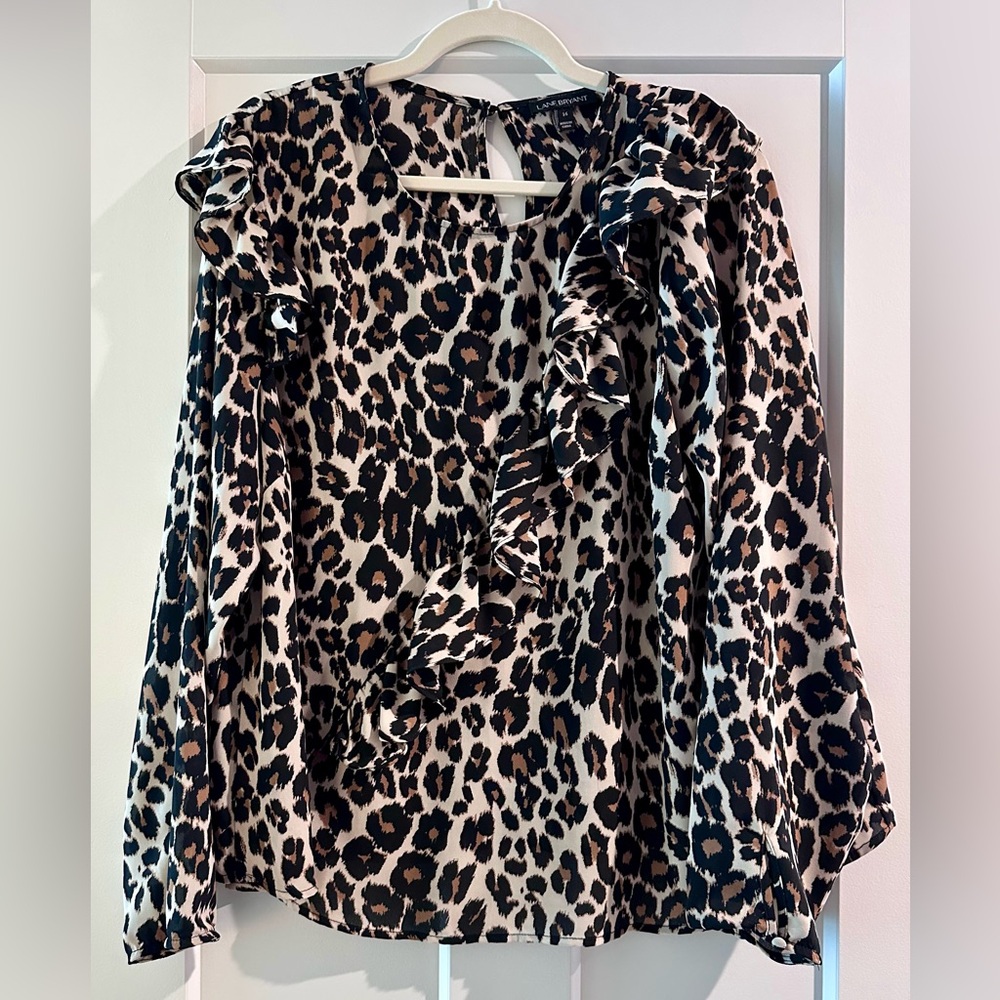 Lane Bryant Leopard Print Ruffle Blouse